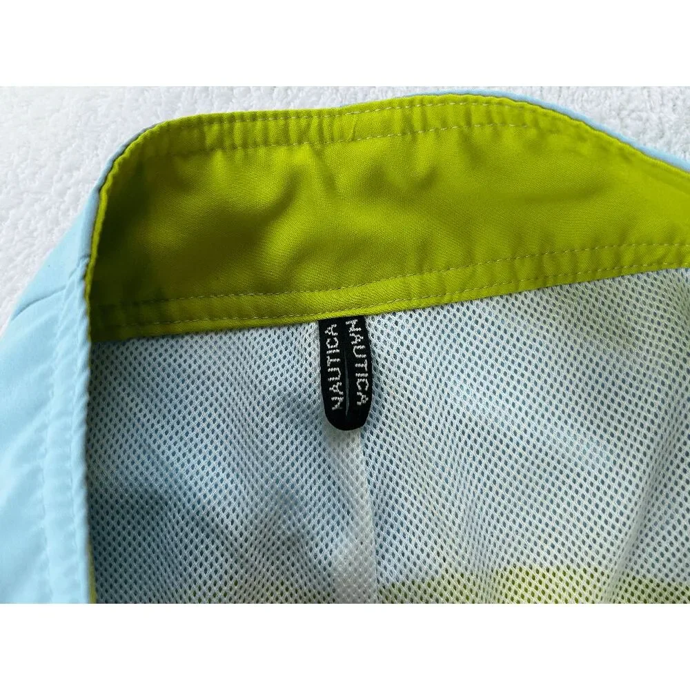 Men's Nautica Swim Trunks/Shorts Size 30W Blue/Green Mesh Lined, Pockets